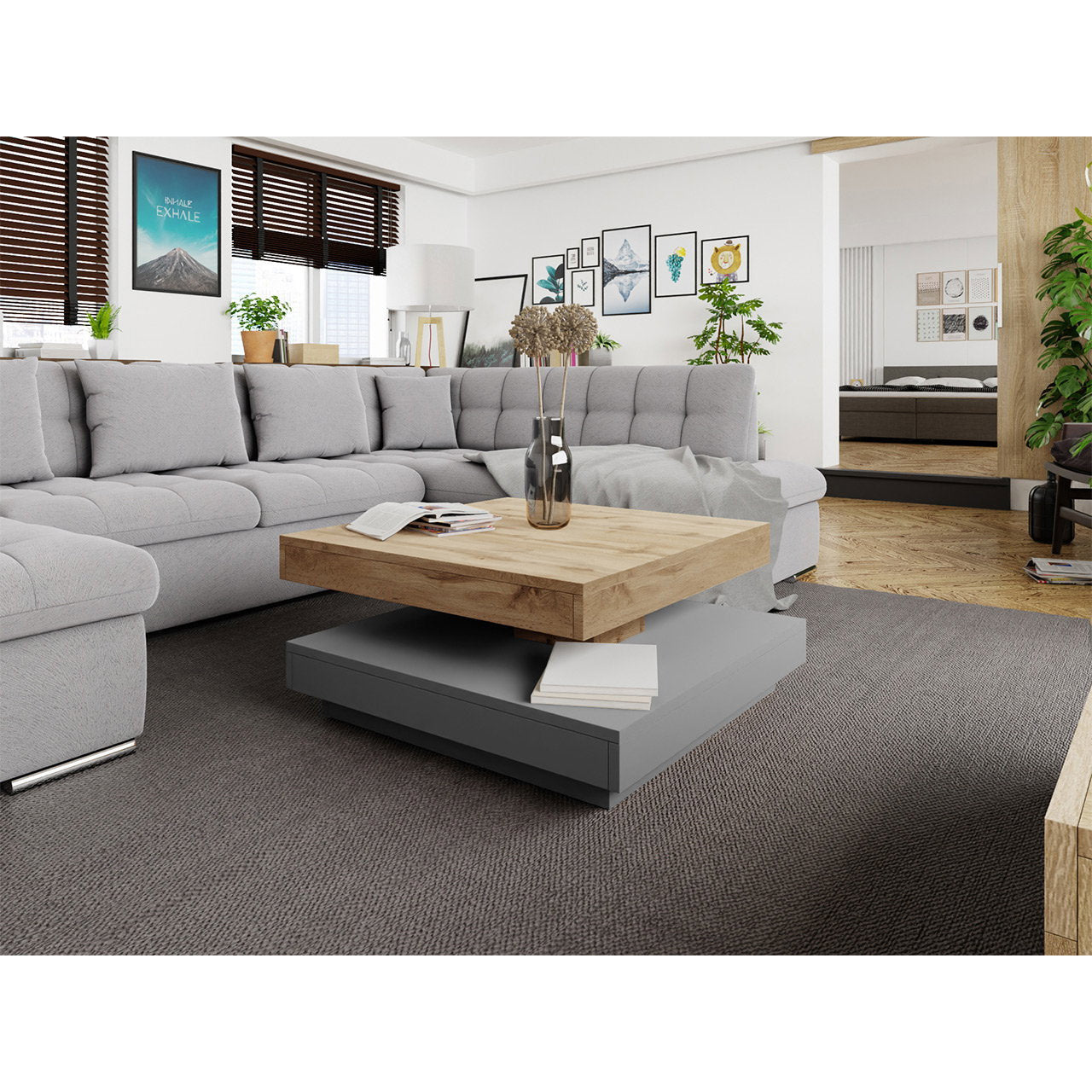 Coffee Table Nenani Natural - Anthracite 70x70x34