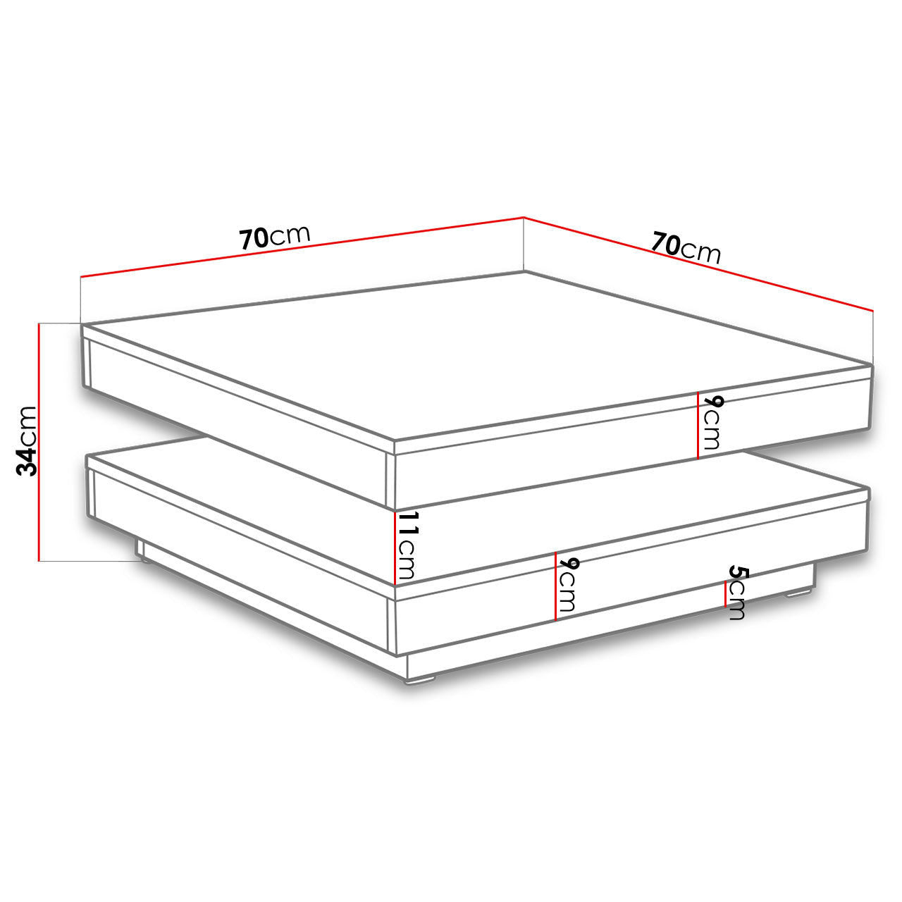 Coffee Table Nenani Natural - Anthracite 70x70x34