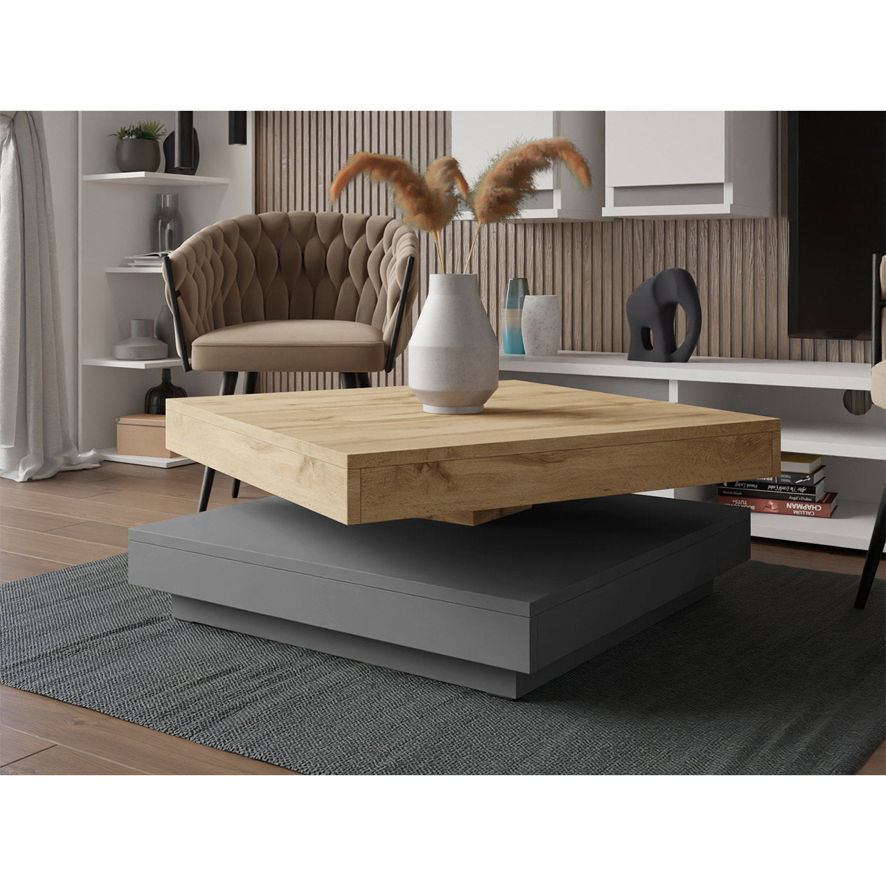 Coffee Table Nenani Natural - Anthracite 70x70x34