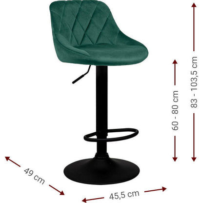 Σκαμπό Μπαρ Velluto Λαδί 45.5x49x103.5