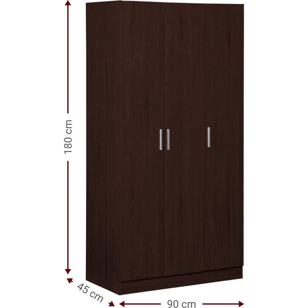 Ντουλάπα Wilson 3D Τρίφυλλη Wenge 90x45x180