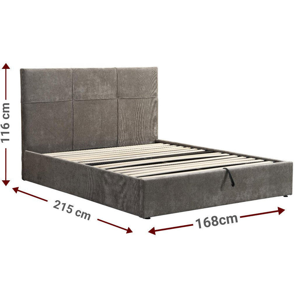 Raziel Brown Upholstered Bed Lift-Storage 168x215x116