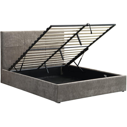 Raziel Brown Upholstered Bed Lift-Storage 168x215x116