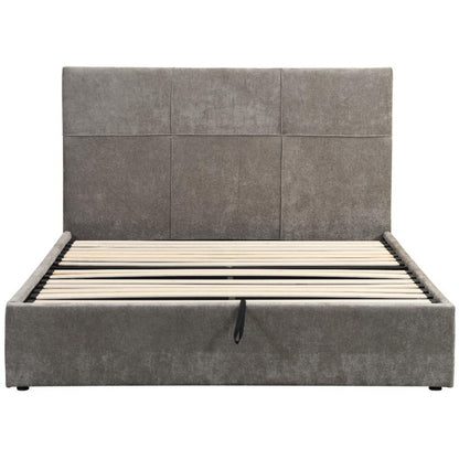 Raziel Brown Upholstered Bed Lift-Storage 168x215x116