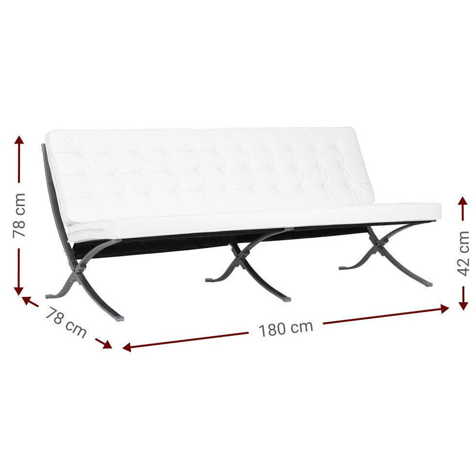 Casablanca Three-Seater Sofa White 180x78x78