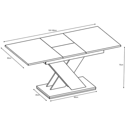 Επεκτεινόμενο Τραπέζι Elara Λευκό-Γκρι 120x80x75