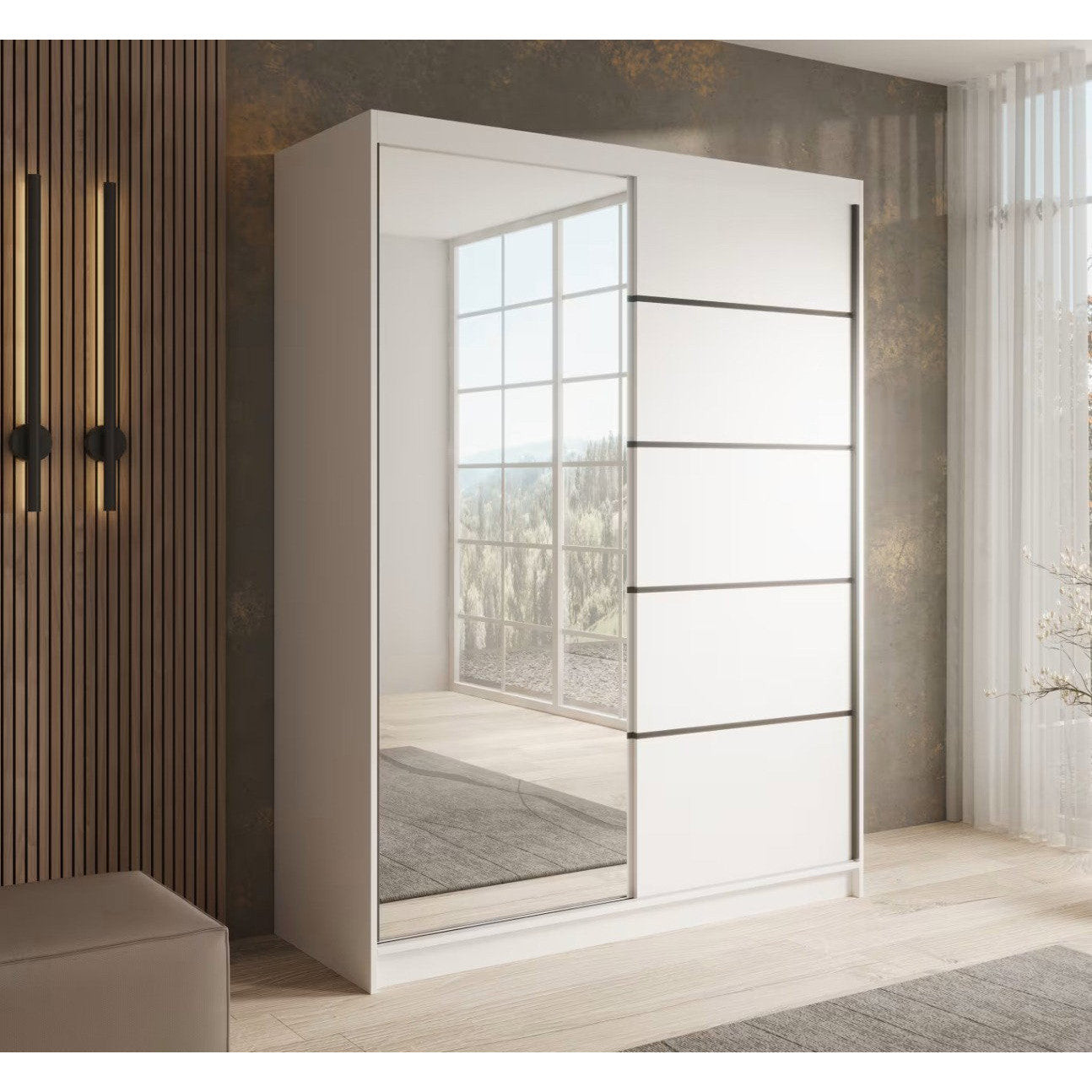 Ντουλάπα Houston 150 Συρόμενη Λευκό 150x58x200
