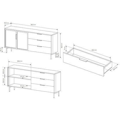 Μπουφές Luminus 2D3S Καφέ 181.3x39.3x82.6