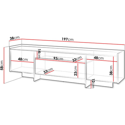 Japandi Brown TV Unit 197x38x58