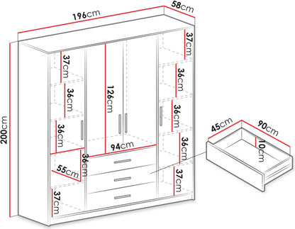 Ντουλάπα Bali 4D Τετράφυλλη Λευκό 195x58x200