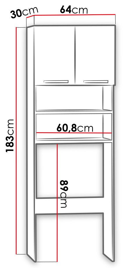 Ντουλάπι Μπάνιου Pola Λευκό 64x30x183