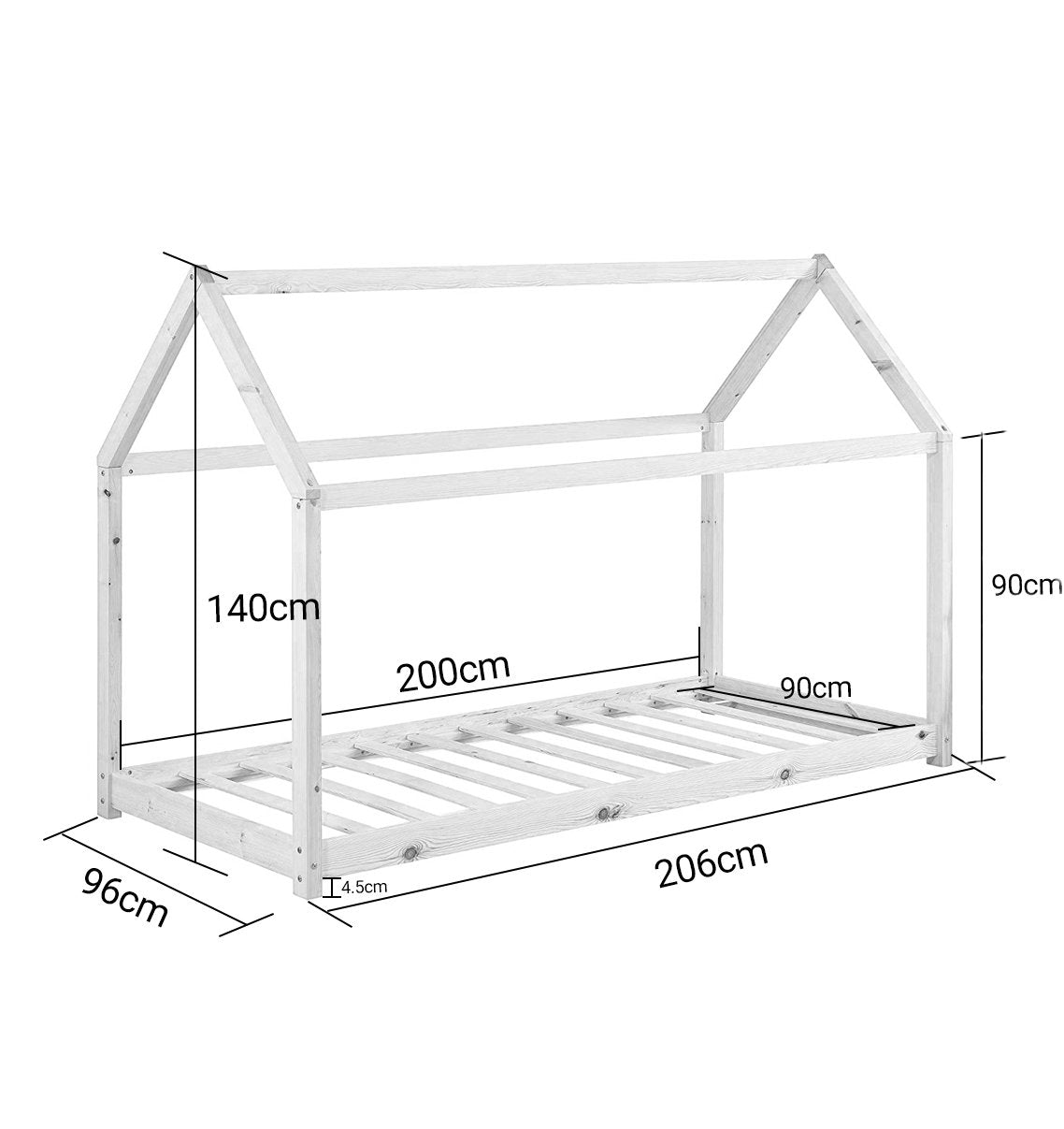 Children's Bed Layla White 98x206x142