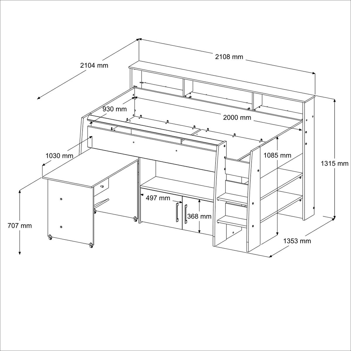 Χαμηλή Κουκέτα Carbon 211x130x132