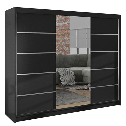 Derby VI Sliding Wardrobe Black 200x58x215