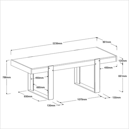 Τραπέζι Trade Φυσικό - Γκρι 223.9x93x78.6