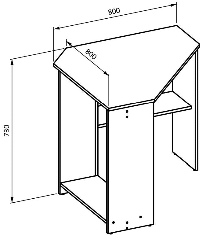 Γωνιακό Γραφείο Hippo Φυσικό 80x80x75