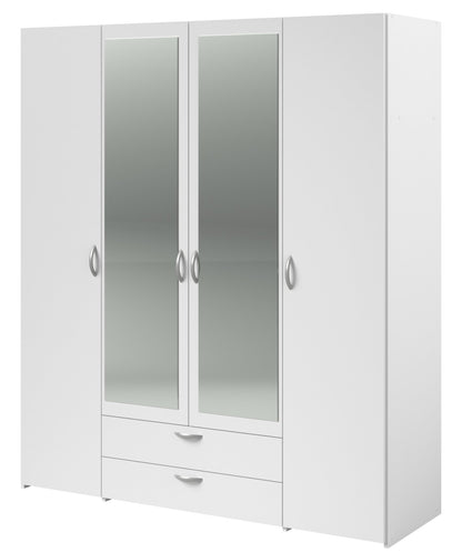 Ντουλάπα Dorm Τετράφυλλη με Καθρέπτη Λευκό 159.9x51.7x185