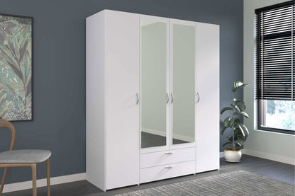 Ντουλάπα Dorm Τετράφυλλη με Καθρέπτη Λευκό 159.9x51.7x185