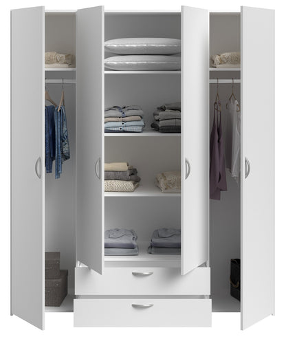 Ντουλάπα Dorm Τετράφυλλη με Καθρέπτη Λευκό 159.9x51.7x185