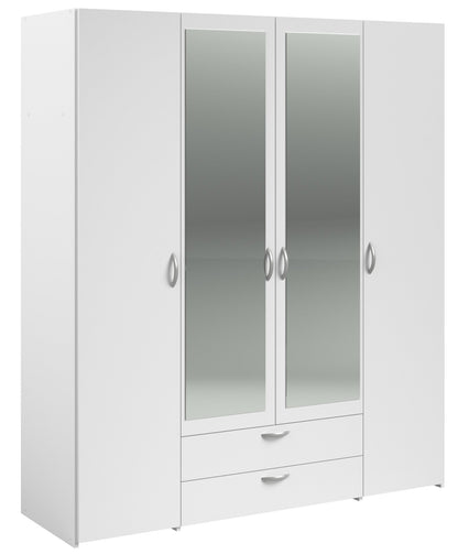 Ντουλάπα Dorm Τετράφυλλη με Καθρέπτη Λευκό 159.9x51.7x185