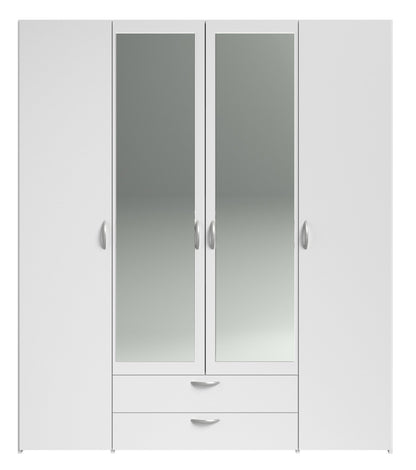 Ντουλάπα Dorm Τετράφυλλη με Καθρέπτη Λευκό 159.9x51.7x185