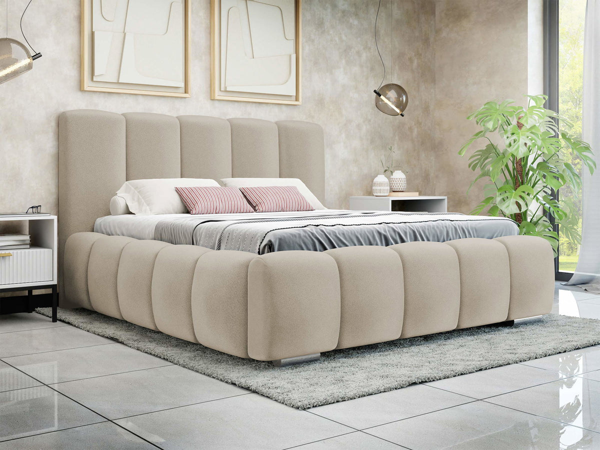 Επενδυμένο Κρεβάτι Wizko Εκρού 200x222x112
