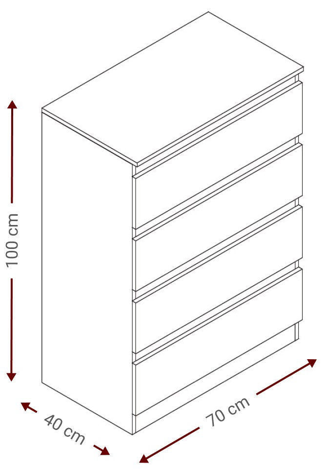 Συρταριέρα Juniper 4S Φυσικό 70x40x100