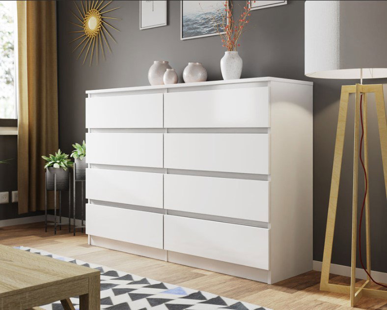 Συρταριέρα Juniper 8S Λευκό 139x40x100