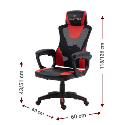 Gaming Chair Raptor Ace Red 60x60x118