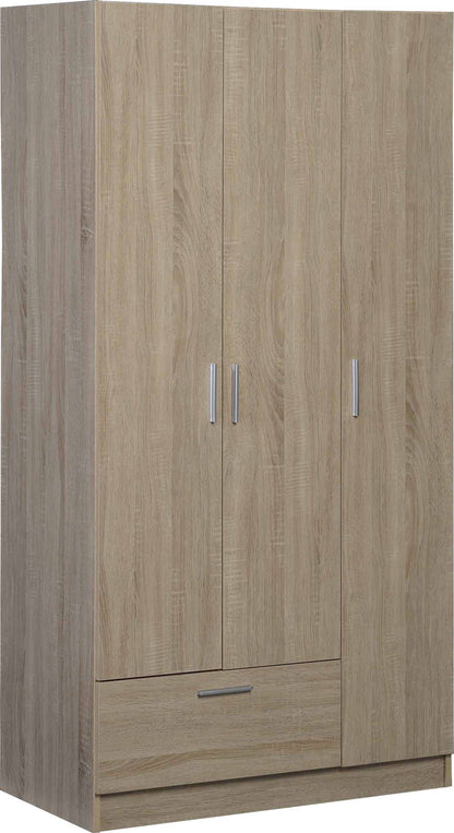 Ντουλάπα Wilson 3DS Τρίφυλλη Φυσικό 90x45x180