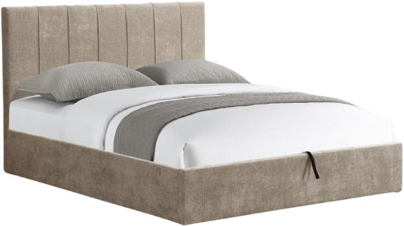 Denzel Khaki Upholstered Bed Lift-Storage 168x215x116