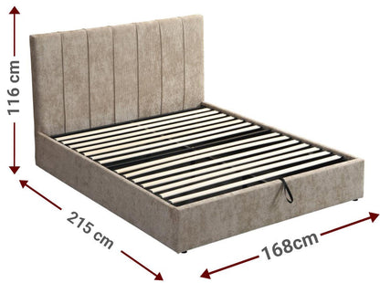 Denzel Khaki Upholstered Bed Lift-Storage 168x215x116