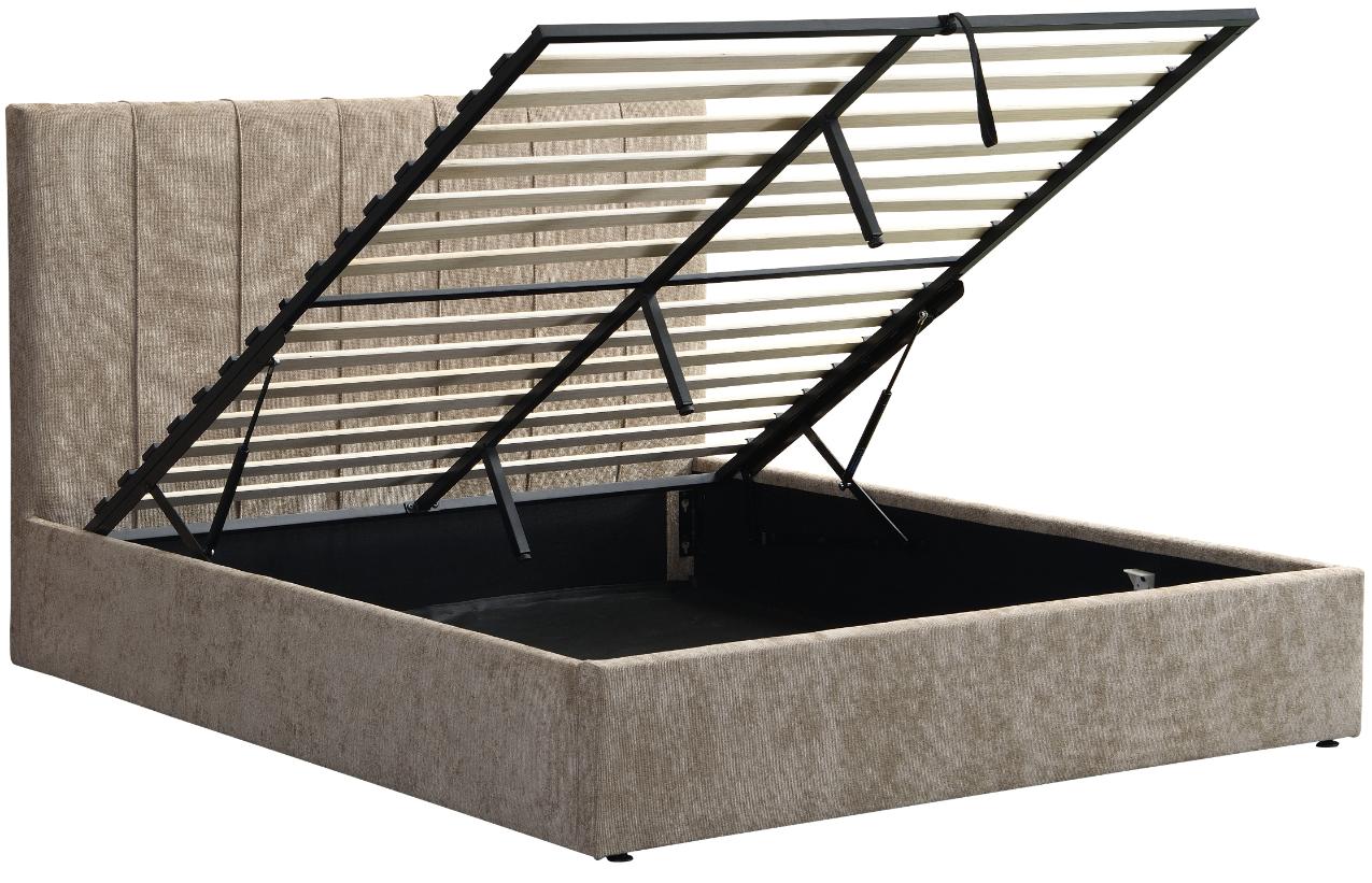Denzel Khaki Upholstered Bed Lift-Storage 168x215x116