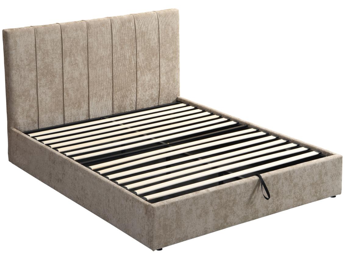 Denzel Khaki Upholstered Bed Lift-Storage 168x215x116