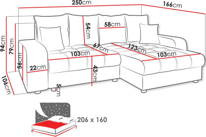 Kronos Corner Sofa Beige 250x166x94
