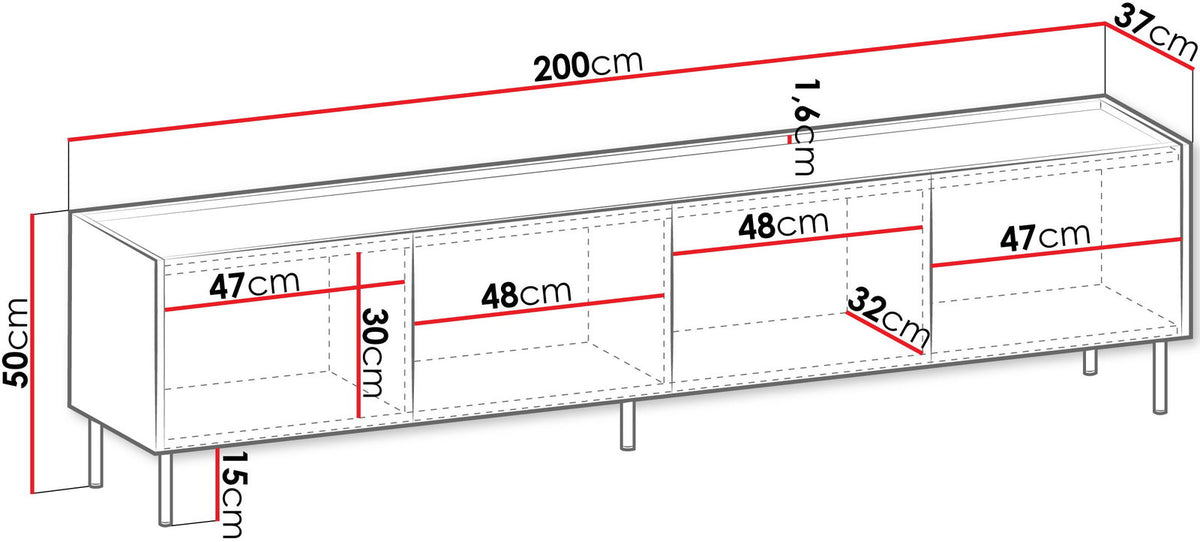 Έπιπλο Τηλεόρασης Tewos 4D 200x37x50