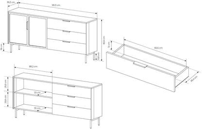 Μπουφές Luminus 2D3S Καφέ 181.3x39.3x82.6