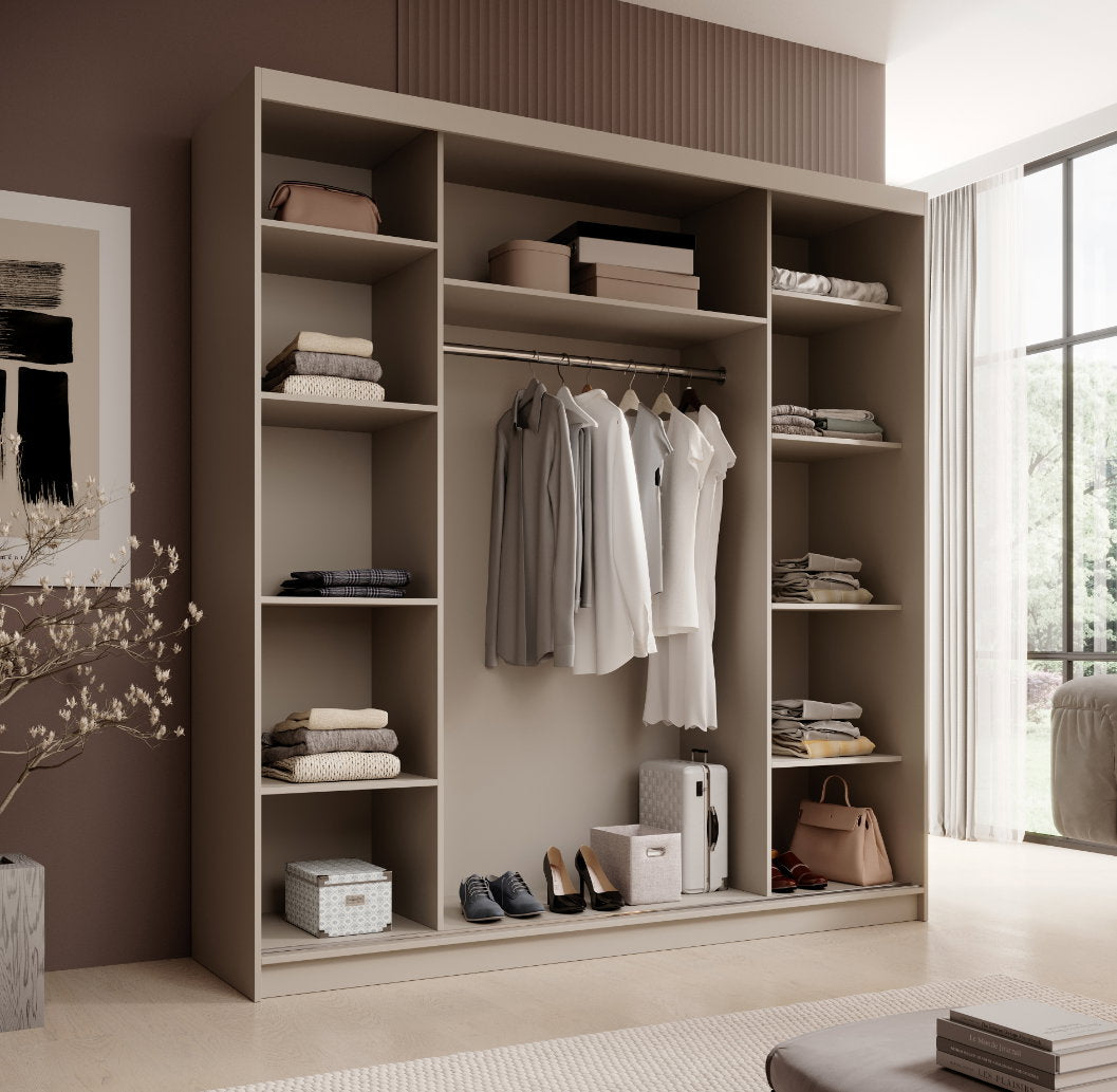 Ντουλάπα Barry 200 Συρόμενη Cashmere 200x58x215