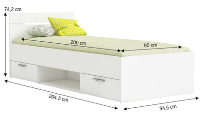 Ohio Bed White 94.5x204.3x74.2