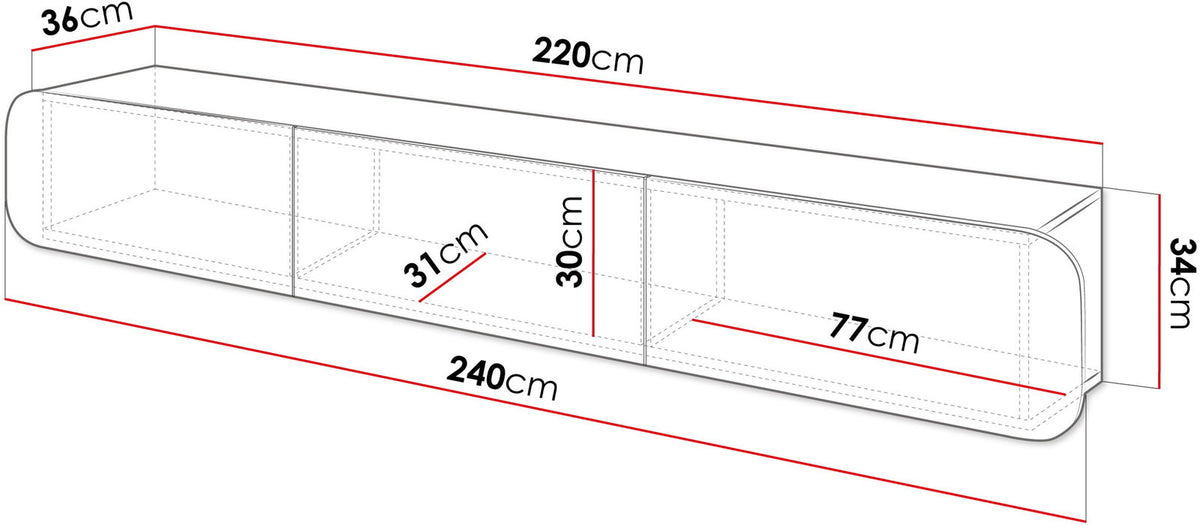 Κρεμαστό Έπιπλο Τηλεόρασης Rene 3D 240x36x34