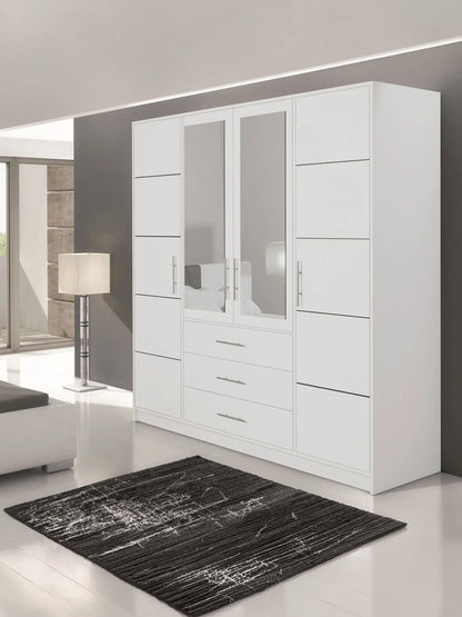 Ντουλάπα Bali 4D Τετράφυλλη Λευκό 195x58x200
