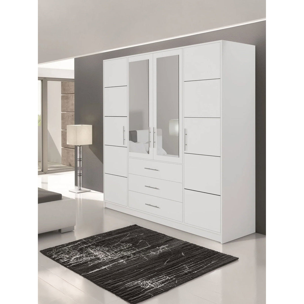 Bali 4-Door Wardrobe White 195x58x200