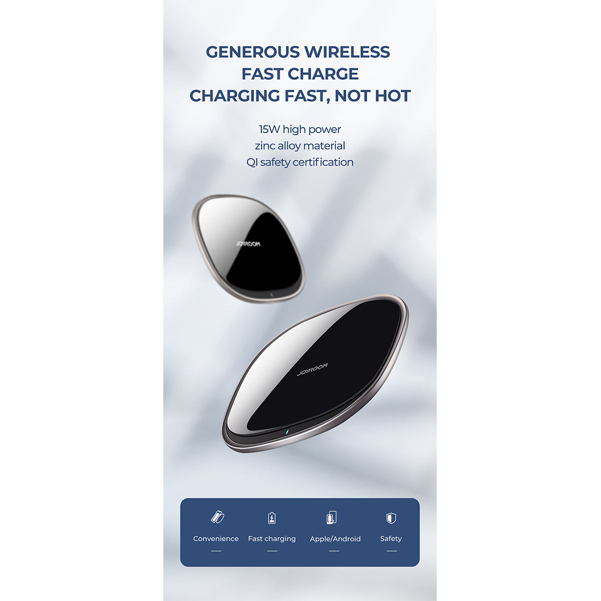 87181 JOYROOM Originals JR-A23 Τετράγωνη Μαγνητική Βάση Κινητού Αυτοκινήτου Ασύρματη Φόρτιση MagSafe Max 15W Wireless Charging Pad (Qi) Σταθερή με Αυτοκόλλητη Ταινία Λευκό