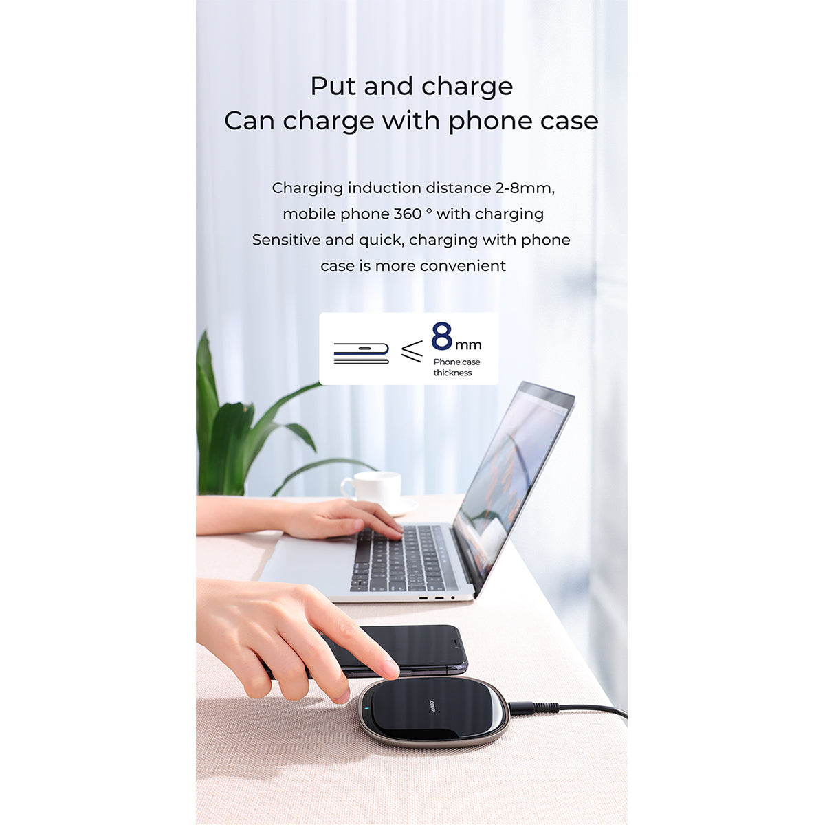 87181 JOYROOM Originals JR-A23 Τετράγωνη Μαγνητική Βάση Κινητού Αυτοκινήτου Ασύρματη Φόρτιση MagSafe Max 15W Wireless Charging Pad (Qi) Σταθερή με Αυτοκόλλητη Ταινία Λευκό