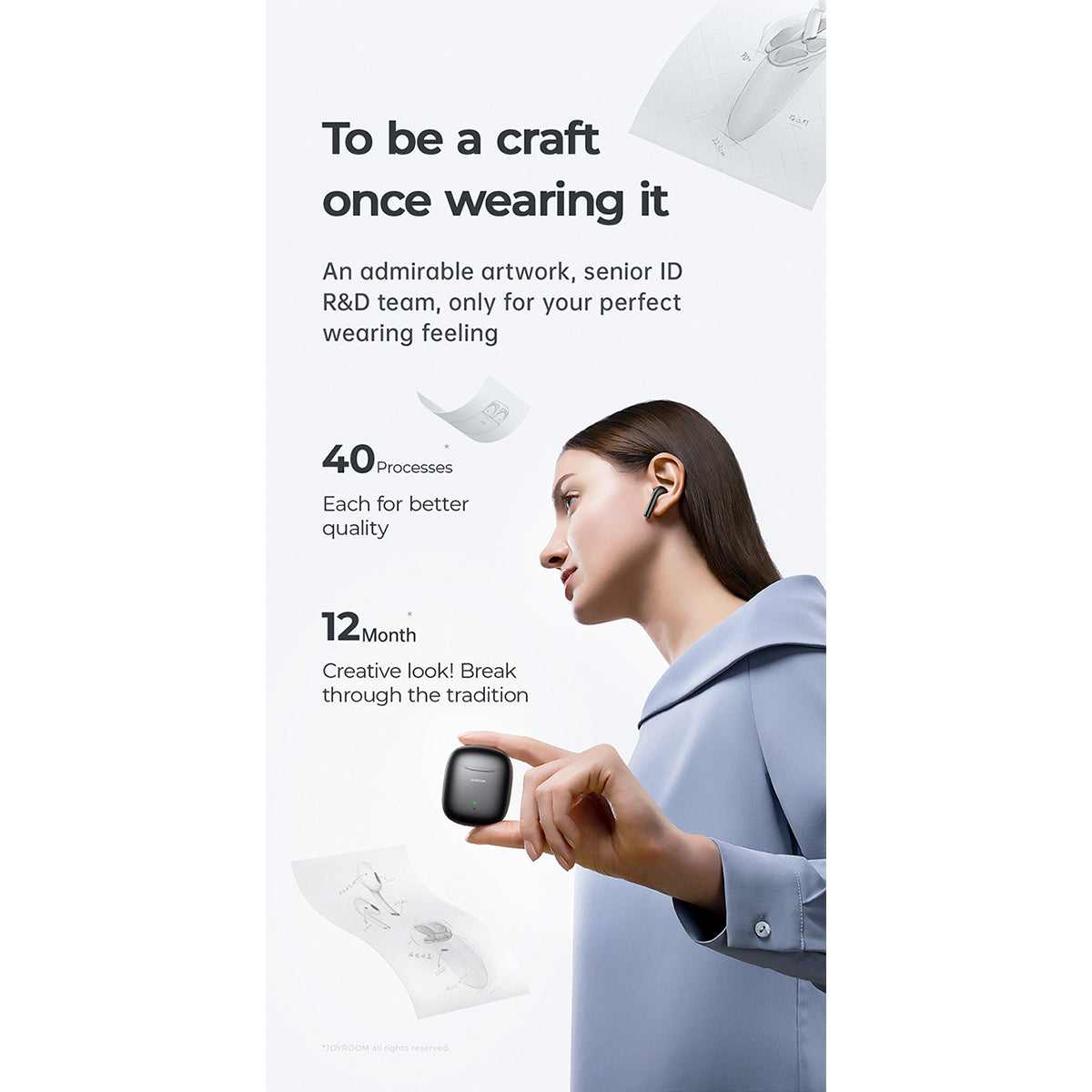 87055 JOYROOM Originals JR-T13 Bilateral TWS Earphones με Θήκη Φόρτισης True Wireless Bluetooth V5.0 Binaural Συμβατό με iOS & Android Μαύρο