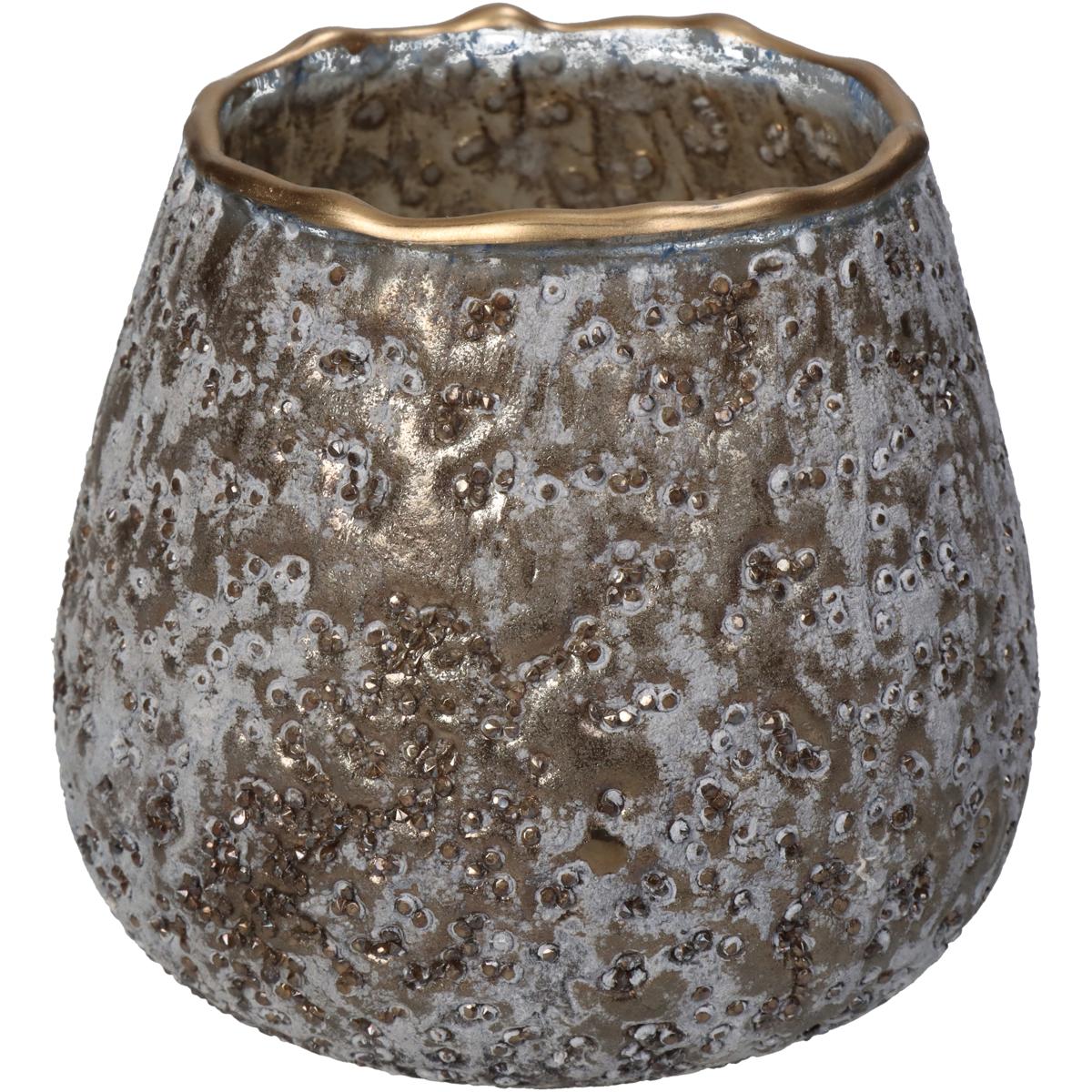 Κηροπήγιο Καφέ Γυαλί 11x11x11