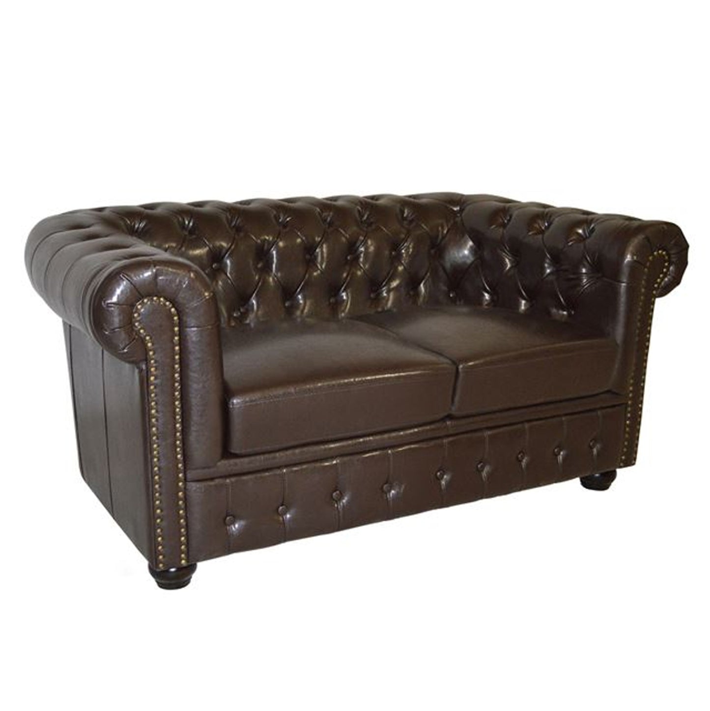 ΚΑΝΑΠΕΣ 2ΘΕΣΙΟΣ T. CHESTERFIELD ΤΕΧΝΟΔΕΡΜΑ ΣΚΟΥΡΟ ΚΑΦΕ 155x90x73