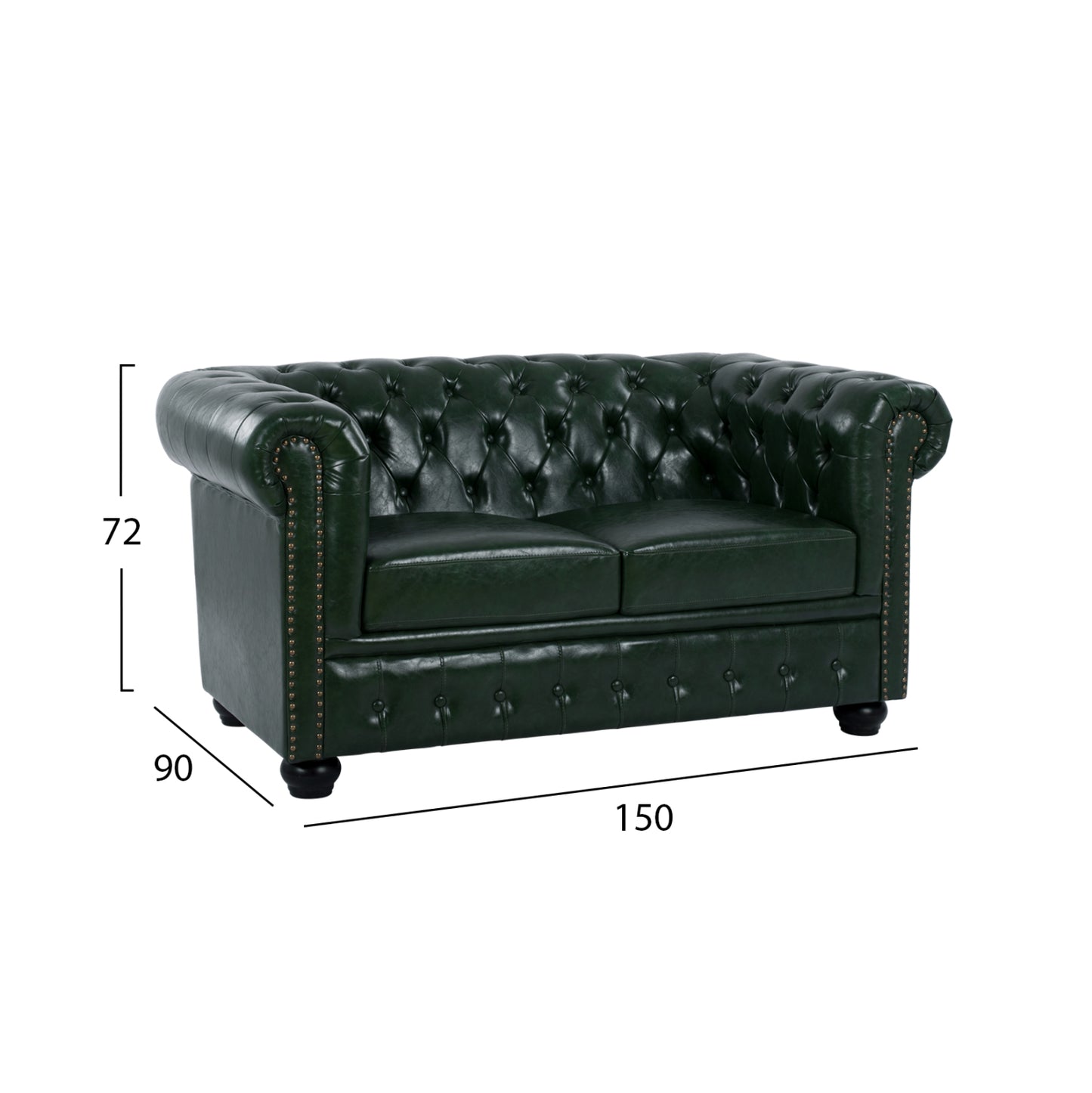 ΚΑΝΑΠΕΣ 2ΘΕΣΙΟΣ T. CHESTERFIELD ΤΕΧΝΟΔΕΡΜΑ ΚΥΠΑΡΙΣΣΙ 150x90x72
