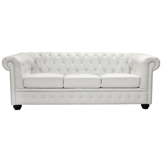 ΚΑΝΑΠΕΣ 3ΘΕΣΙΟΣ T. CHESTERFIELD ΤΕΧΝΟΔΕΡΜΑ ΛΕΥΚΟ ΜΑΤ 208x90x73
