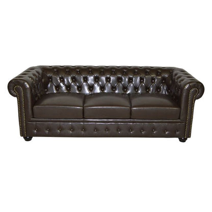 ΚΑΝΑΠΕΣ 3ΘΕΣΙΟΣ T. CHESTERFIELD ΤΕΧΝΟΔΕΡΜΑ ΣΚΟΥΡΟ ΚΑΦΕ 208x90x73